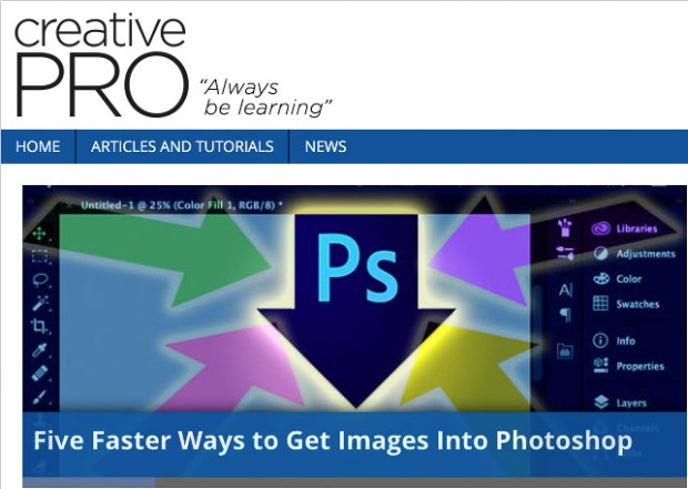 CreativePro article: Five Faster Ways to Get Images Into Photoshop